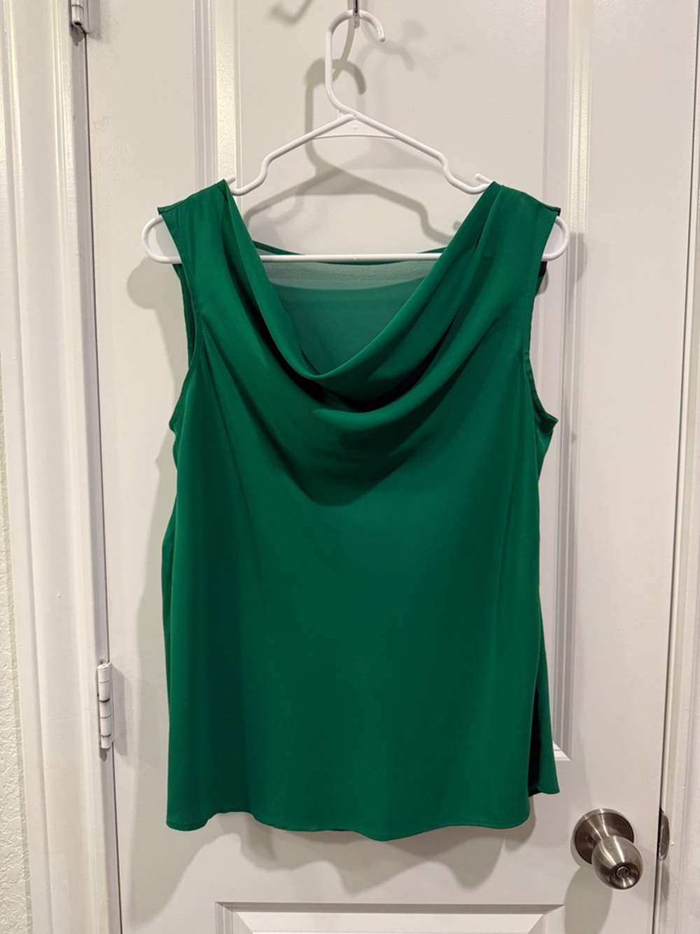 Catherine Malandrino Emerald Green Draped Cowl Neck Sleeveless Top